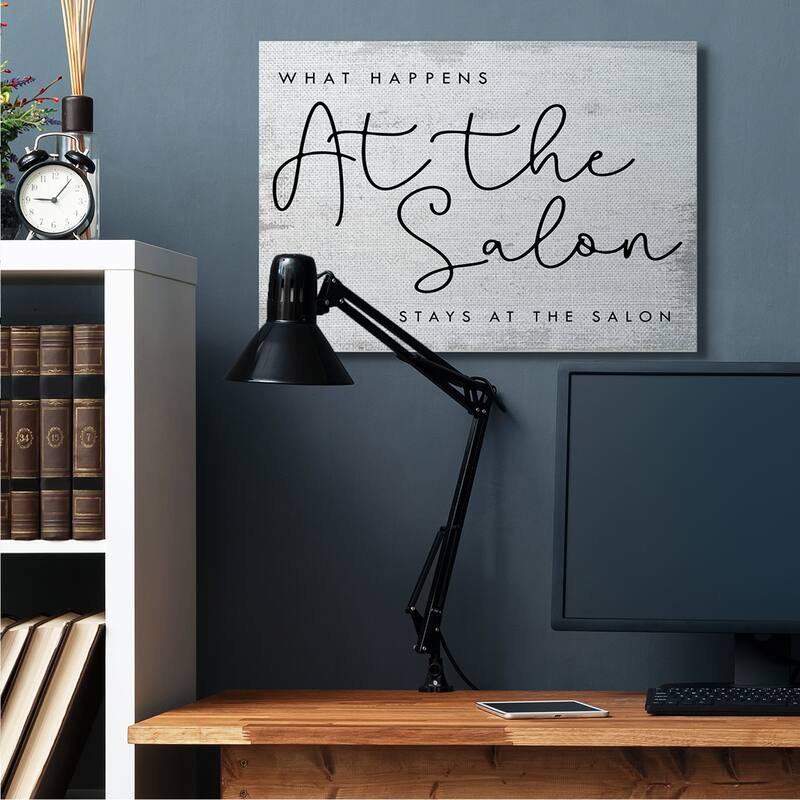 Stupell What Happens at the Salon Phrase Beauty Sentiments Canvas Wall Art