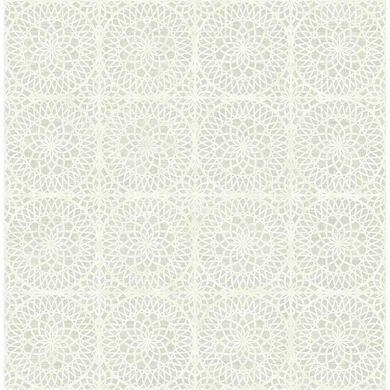 Kenneth James Twist Pewter Medallion Wallpaper - 20.5in x 396in x 0.025in