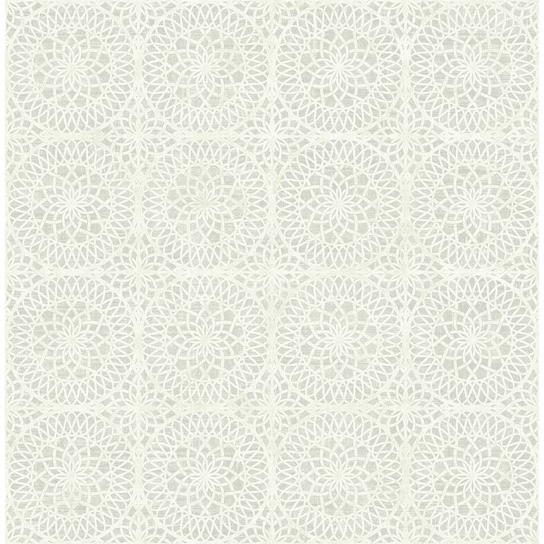 Kenneth James Twist Pewter Medallion Wallpaper - 20.5in x 396in x 0.025in