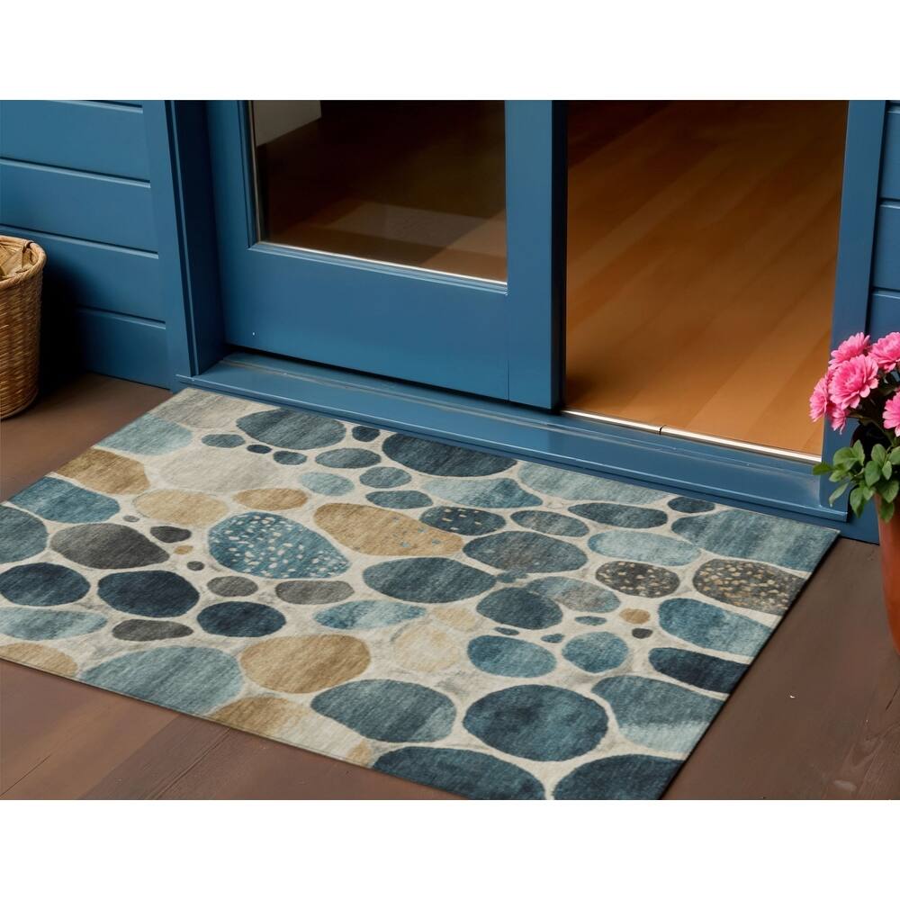 HomeRoots Geometric Transitional Rectangle Outdoor Rug