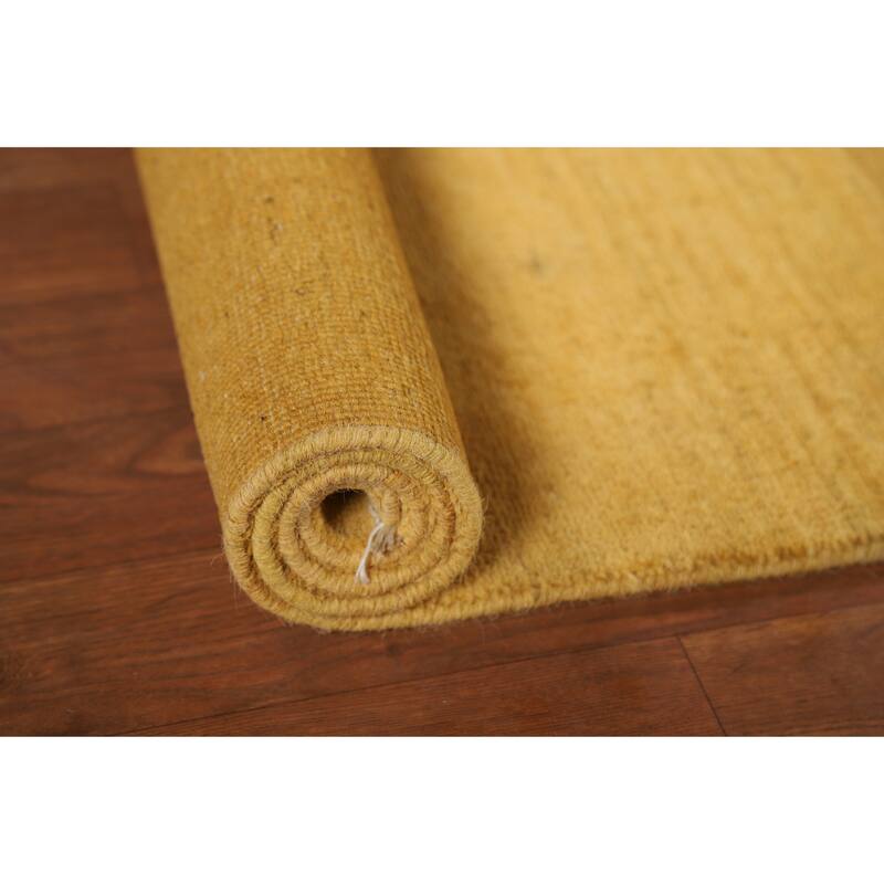 Yellow Gabbeh Oriental Runner Rug Hand-Knotted Wool Carpet - 3'4"x 6'8"