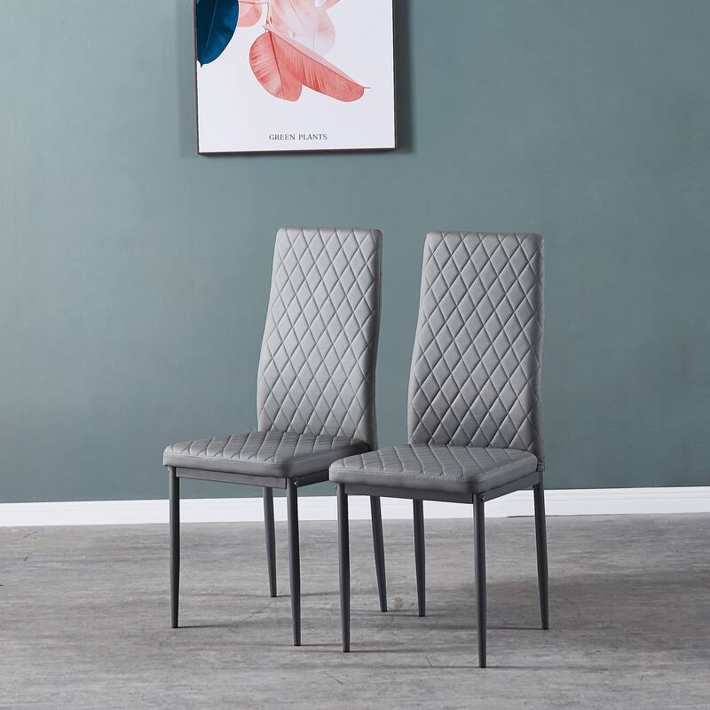 Modern Simple Dining Chairs with Spray Painted Metal Legs & Rhombus