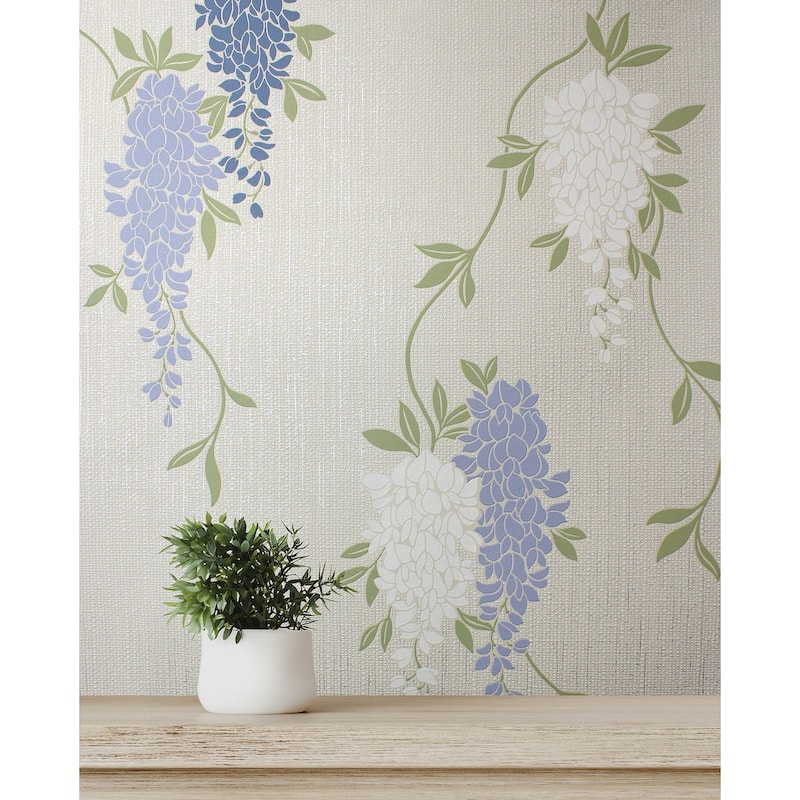 Fine Decor Aisla Blue Wisteria Wallpaper