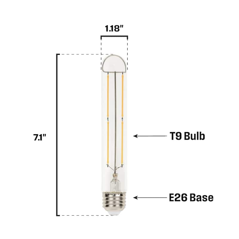 Westinghouse Lighting 4.5-Watt (60-Watt Equivalent) Clear T9 Dimmable Filament LED Light Bulb, Medium Base - 4-Pack