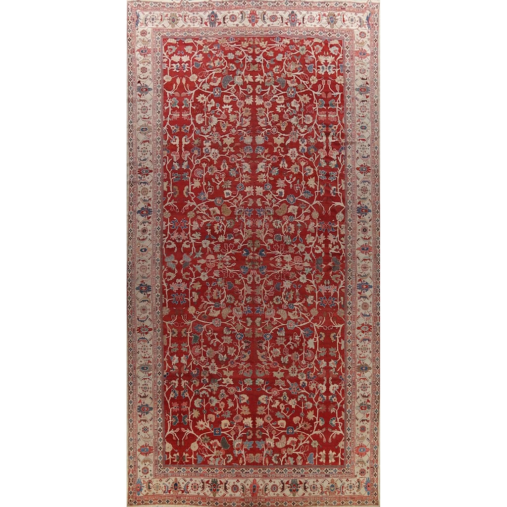 Pre-1900 Vegetable Dye Sultanabad Ziegler Persian Area Rug Handmade - 13'6" x 23'6"