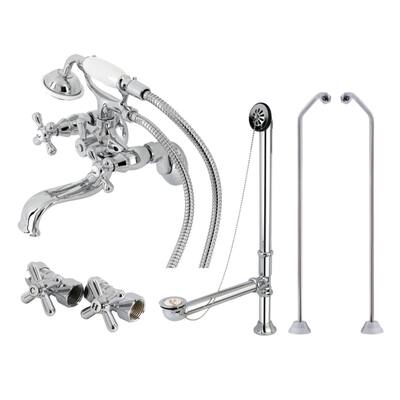 Kingston Brass Vintage Tub Wall Mount Clawfoot Tub Faucet Package with Supply Line