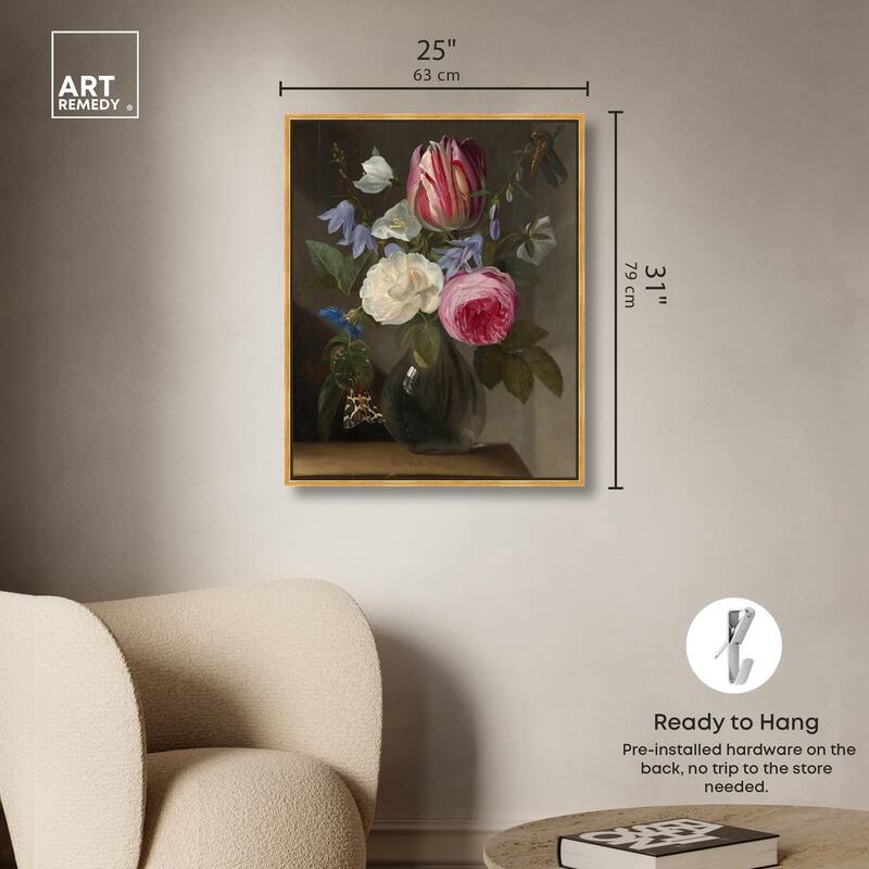 Roses and a Tulip Canvas by Art Remedy