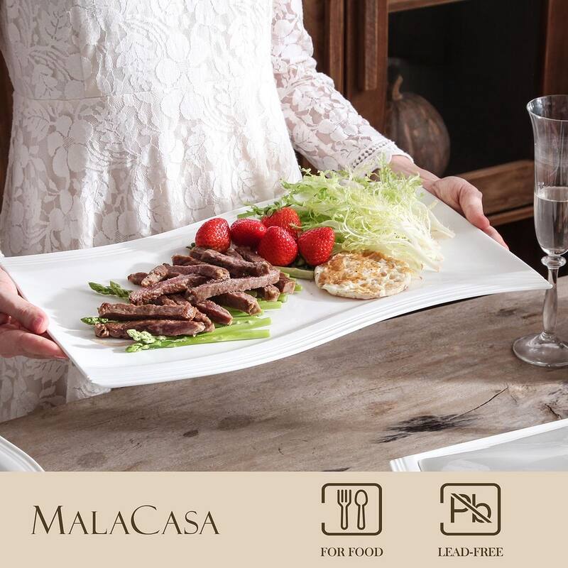 MALACASA Flora Porcelain Rectangular Serving Plates