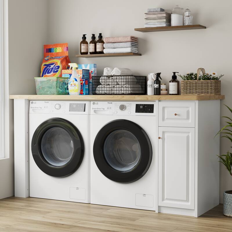 Work Table with Storage Cabinet,Natural Wood Top Kitchen Island Small Ding Table - N/A