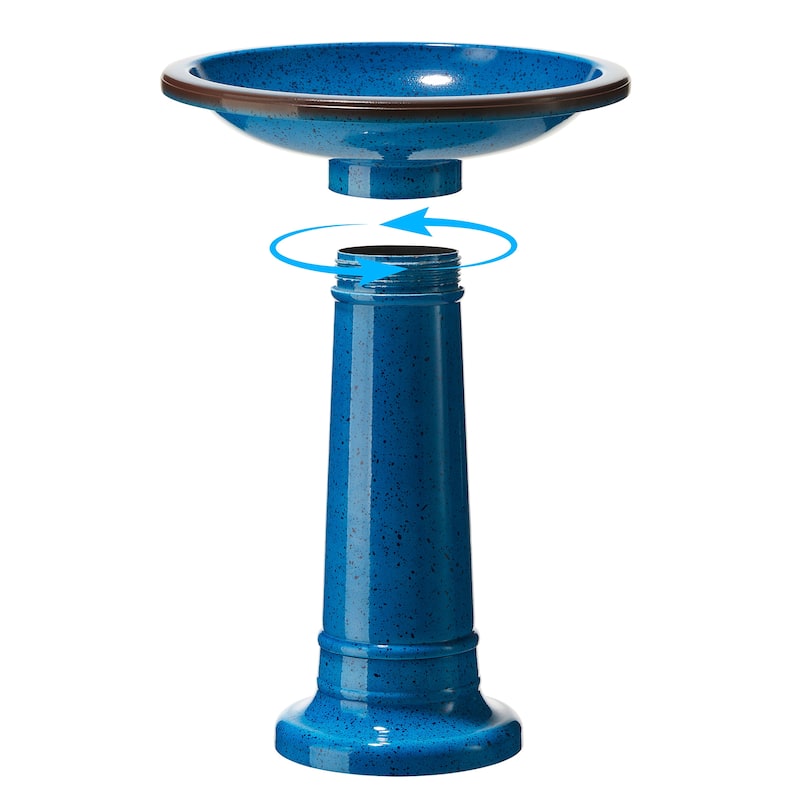 Glitzhome 21.5"H Faux Ceramic Weather-resistant Tall Pedestal Birdbath
