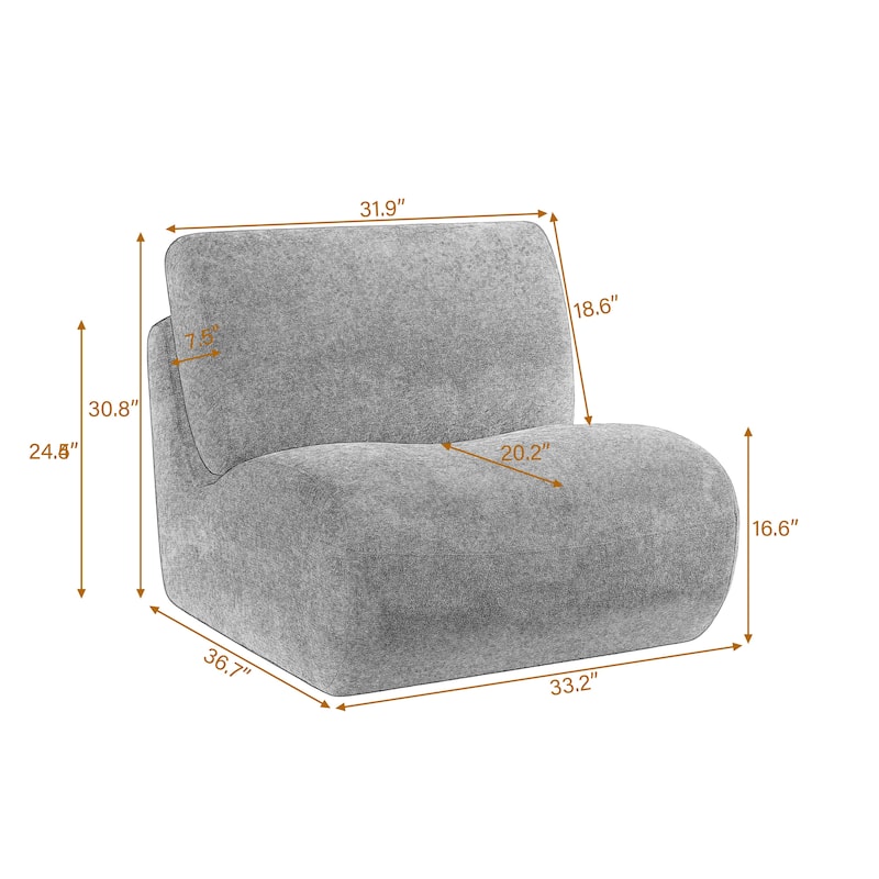 UIXE 33" Swivel Upholstered Aceent Chair Comfy Slipper Chair