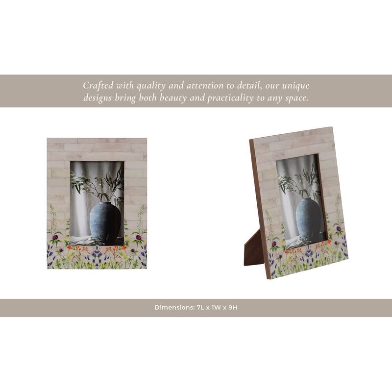 Sagebrook Home Boho Wood and Resin Photo Frame with MDF and Polyresin Construction