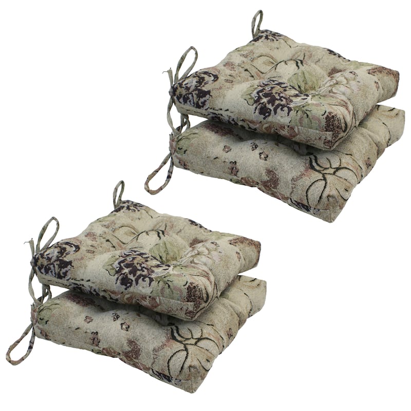 16-inch Square Back Tufted Indoor Chair Cushion (Set of 2, 4, or 6, Multiple Fabrics) - 16 x 16