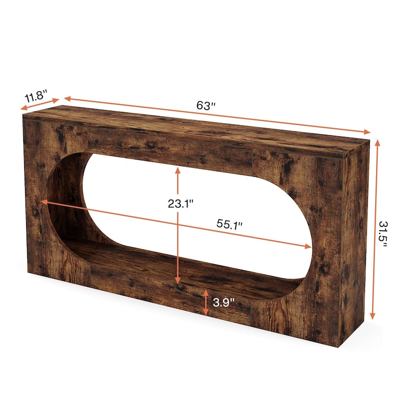63-Inch Console Table for Entryway, 2 Tier Narrow Sofa Table for Living Room