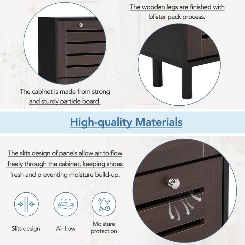 Versatile 3-Drawer Shoe Cabinet with Adjustable Shelves, Open Space, and Hanging Hooks for Hallway Entryway Organization