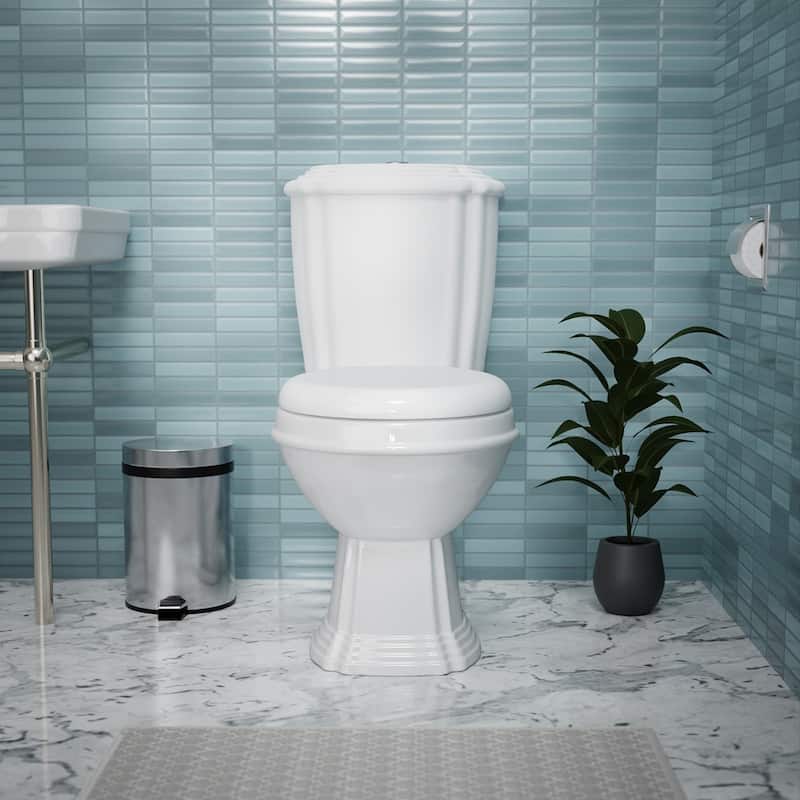 Sheffield White 2-Piece Round Toilet with Dual Flush - Renovators Supply