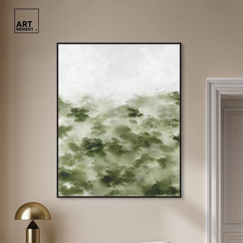 Art Remedy Foggy Rainforest Framed Watercolor Boho Abstracts