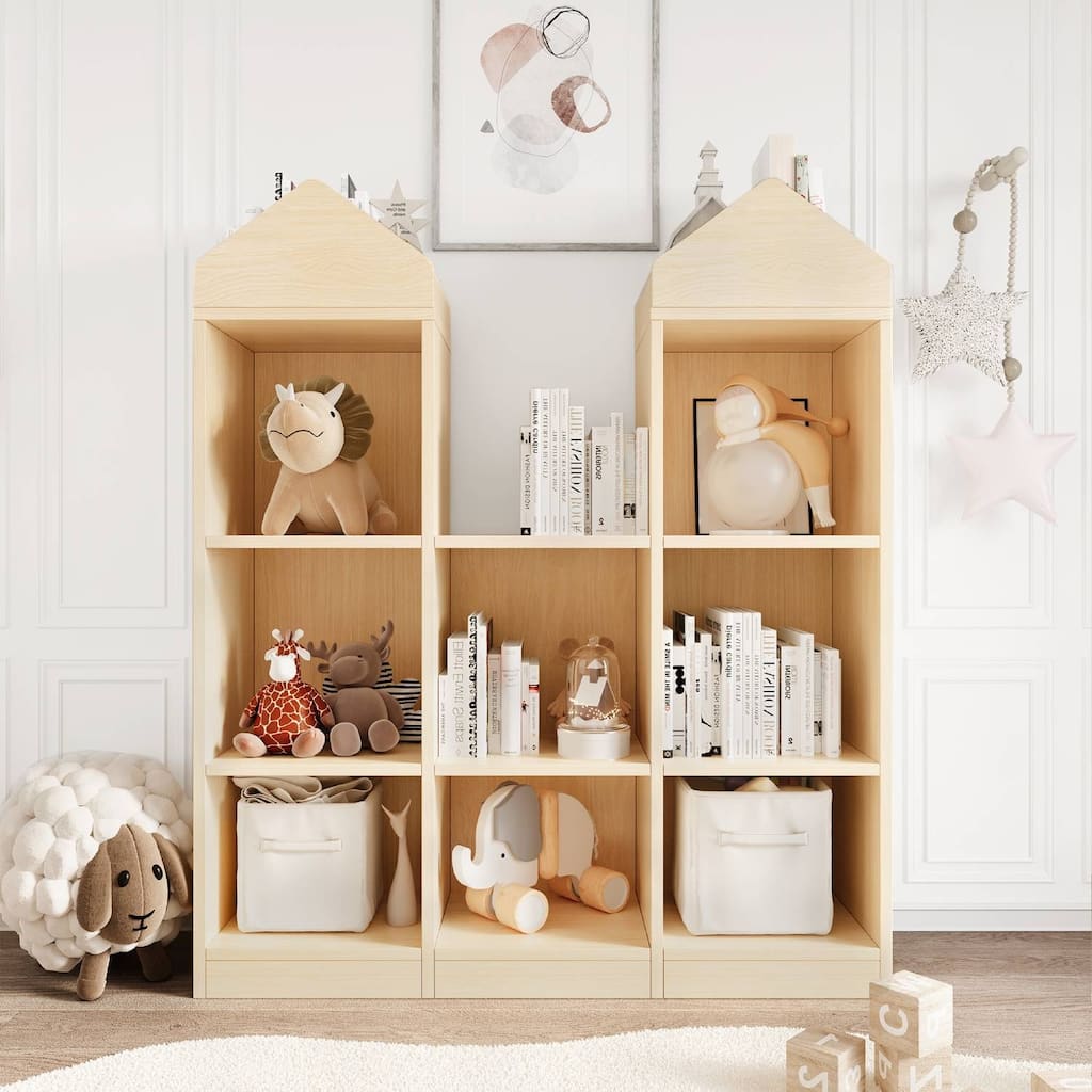 8-Cubby Kids Bookshelf Wooden Storage Cabinet for Boys Girls