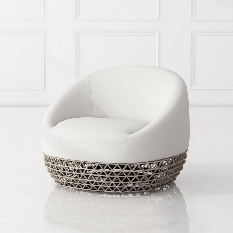 Willow 35.5" Woven Upholstered Deep Seating Outdoor Patio Armchair