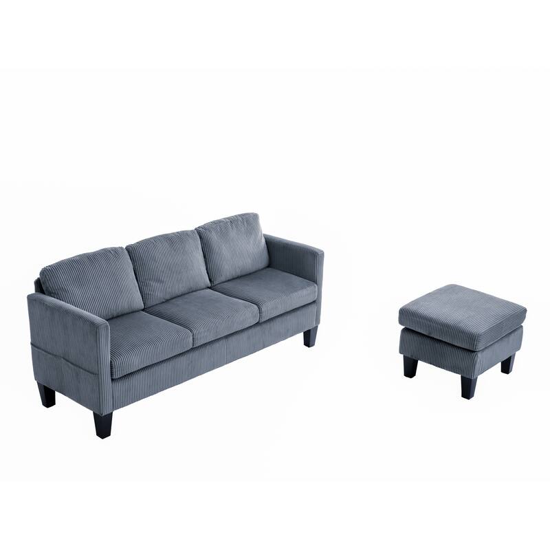 4 Seat Velvet L-Shaped Sofa with Chaise and Padded Corduroy Multi-functional Modern Sectional Couch - 88.18 in.L x 31.5 in.H