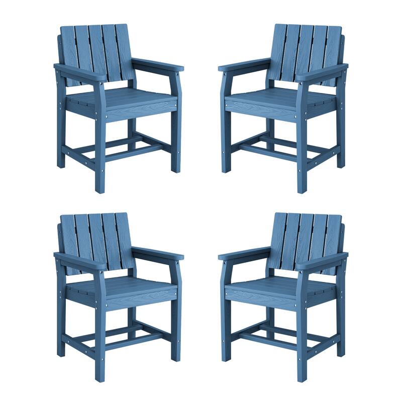 Plastic HDPE Patio Dining Chair with 19.69in Wide Seat Set of 4 - N/A - Navy