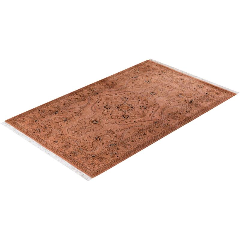 Overton Hand Knotted Wool Vintage Inspired Modern Contemporary Overdyed Pink Area Rug - 3' 1" x 5' 0"