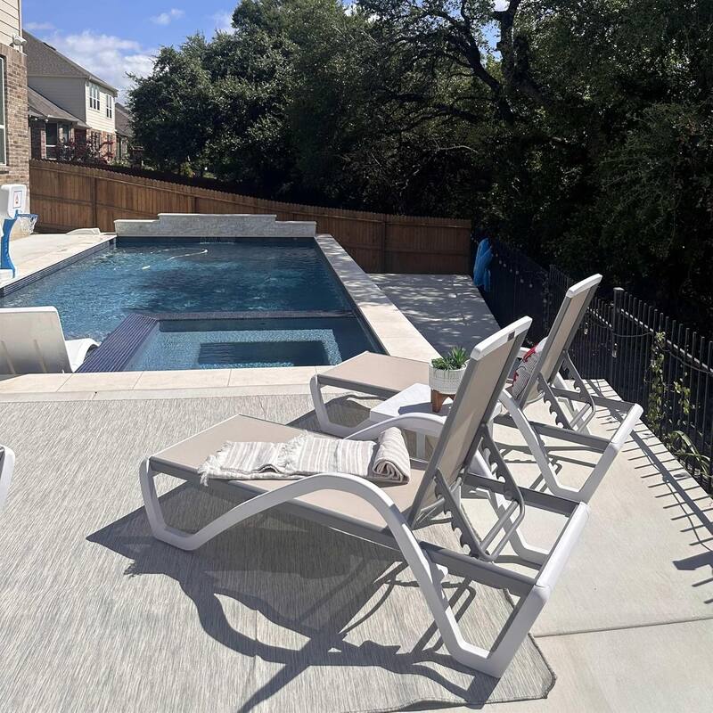 PURPLE LEAF Patio Chaise Lounge Chair Outdoor Plastic Textilene Lounger with 6 Adjustable Position for Outside Lawn Poolside