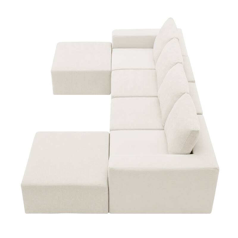 Modular U Shaped Sectional Sofa, Cloud Chenille Sectional Couch