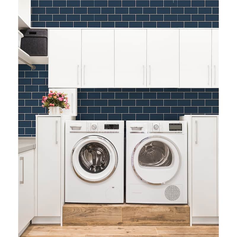 NextWall Retro Subway Tile Peel and Stick Wallpaper
