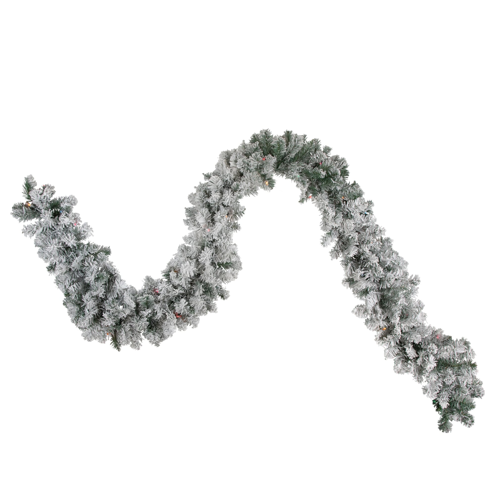 9' x 10" Flocked Madison Pine Artificial Christmas Garl, Multi Lights