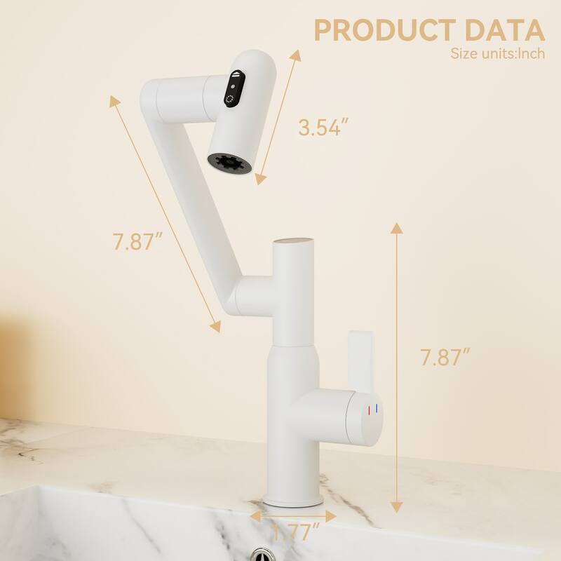 Topcraft Single Handle Bathroom Sink Faucet with 360° Swivel Faucet
