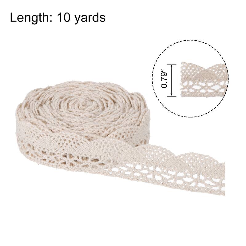 Lace Ribbon 0.79 Inch Cotton Lace Trim Beige Style 6 - 0.79" x 10 Yards