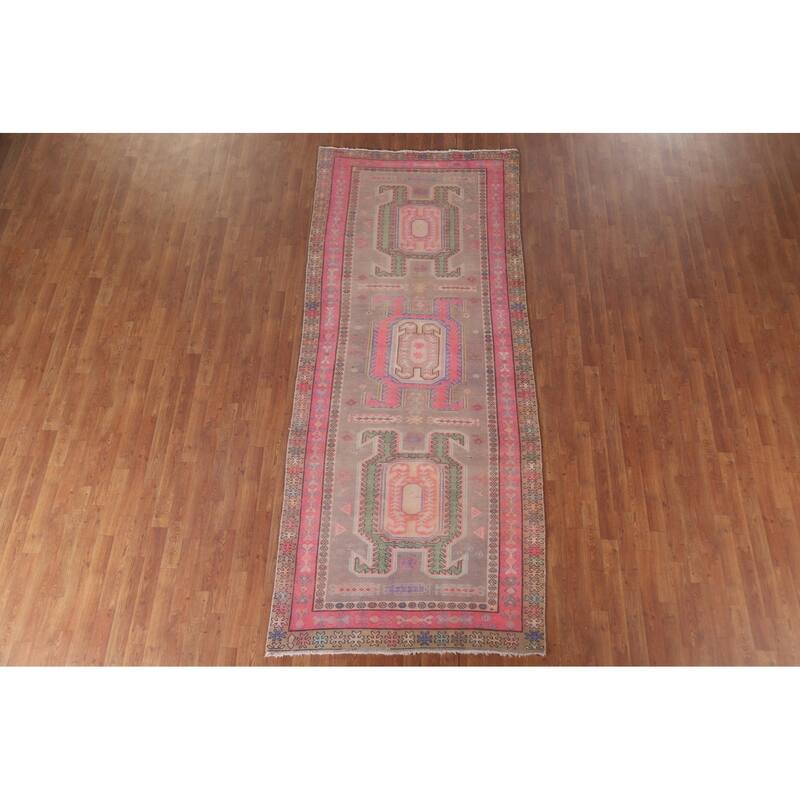 Hand Knotted Oriental 100% Wool Carpet Traditional Tribal Beige & Ivories Meshkin Runner Rug - 10' 5'' X 4' 3''