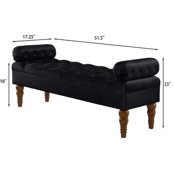 dimension image slide 0 of 4, Velvet Long Bed Bench for Bedroom,Upholstered Window Bench with Tufted Button,Entryway Bench,Bolster Bench for Living Room