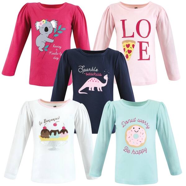 slide 1 of 1, Hudson Baby Infant Girl Long Sleeve T-Shirts, Ice Cream Dino 12-18 Months - Ice Cream Dino