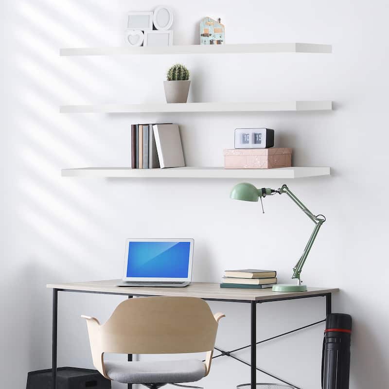 Sorbus Floating Shelves for Wall - 55 Inch Extra-Long Bathroom Shelves- Mounted Floating Shelf with Hidden Brackets (3 Pack)