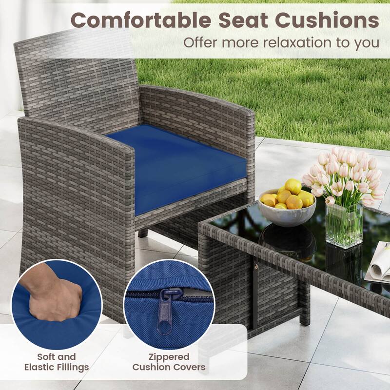 Costway 8 PCS Patio Conversation Set with Seat Cushions & Tempered - See Details