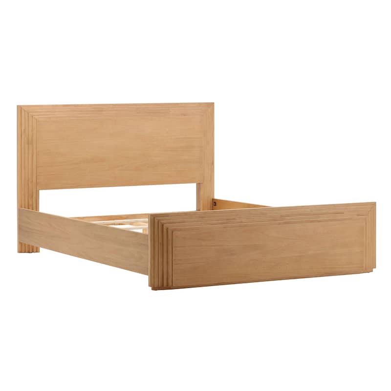 Alpine Rubberwood Platform Bed, Natural - King