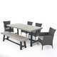 preview thumbnail 22 of 48, Linden Outdoor 6 Piece Rustic Iron and Acacia Wood Dining Set by Christopher Knight Home