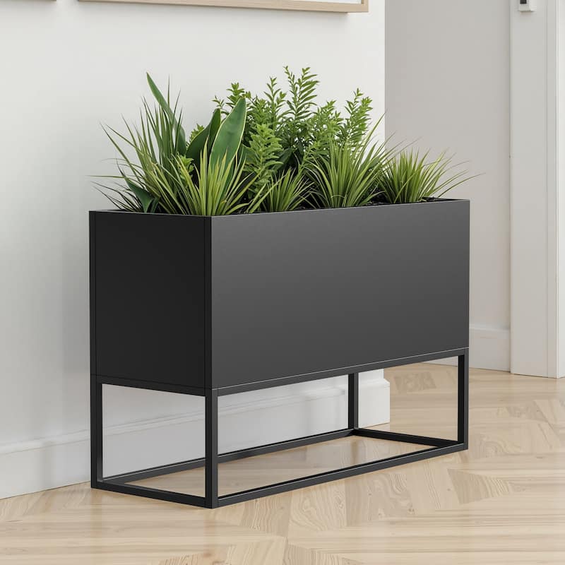 47*18*18 inch Large Metal Rectangular Planter with Shelves and Drainage Holes for Indoor/Outdoor Use, Perfect for Tall Plants