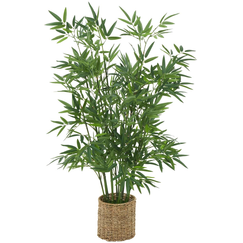 Faux Foliage Artificial Tree with Realistic Leaves and Brown Seagrass Pot - Green - Roche River Decor - 27"W x 27"L x 40"H