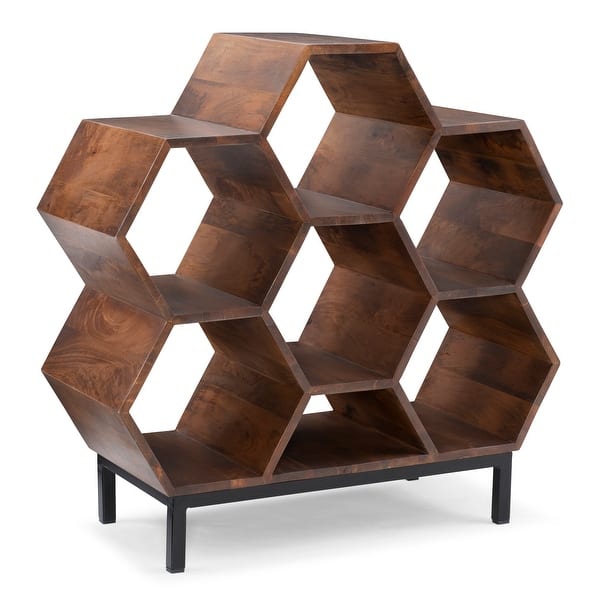 Celia Solid Wood Geometric Bookshelf Overstock 31267350