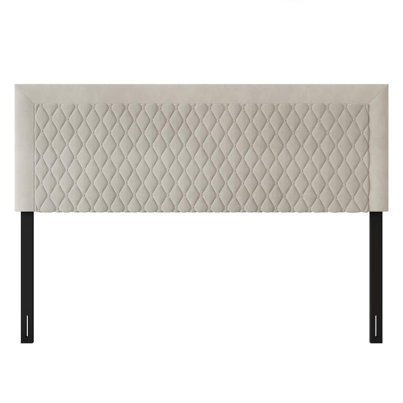 CraftPorch Transitional Velvet Upholstered Headboard - Beige - King