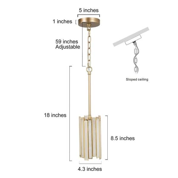 dimension image slide 1 of 3, Tifany Modern Gold 1-Light Mini Pendant Light for Kitchen Island Dining Room - 4.3'' D x 8.5'' H