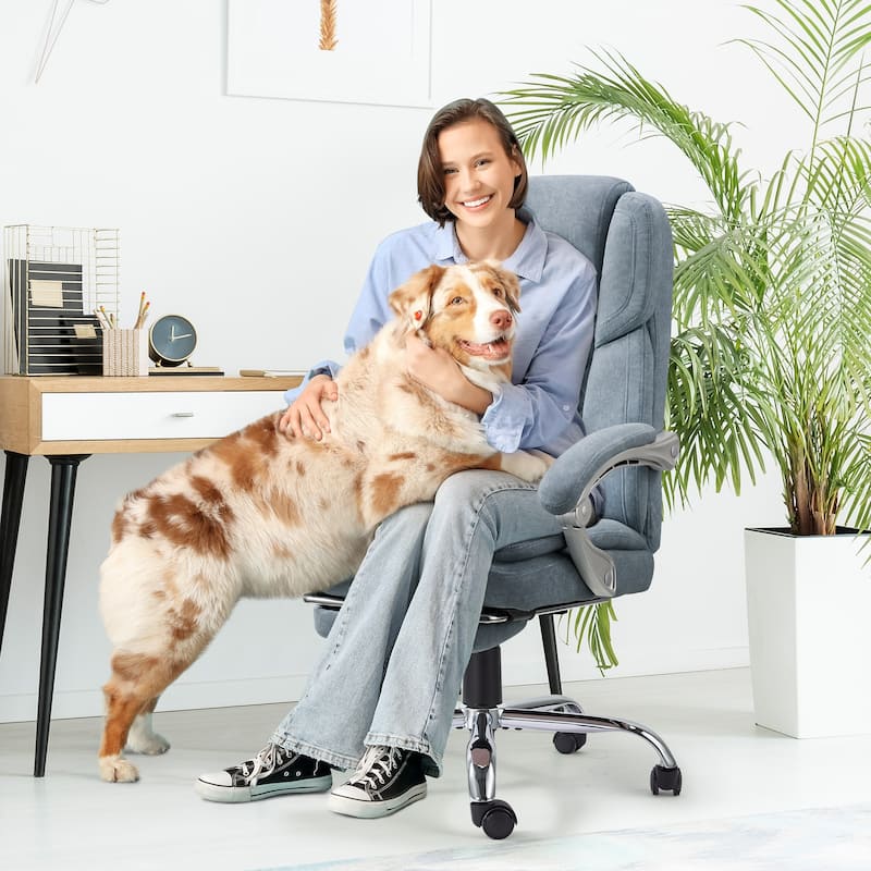 EROMMY Ergonomic Heated Massage Office Chair with Lumbar Support, Reclining Backrest, 2/4/6-Point Massage