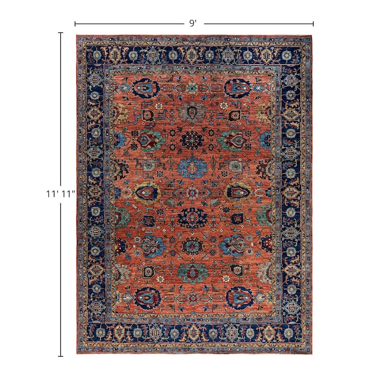 Serapi One-of-a-Kind Hand-Knotted Area Rug - Orange, 9' 0" x 11' 11" - 9' 0" x 11' 11"