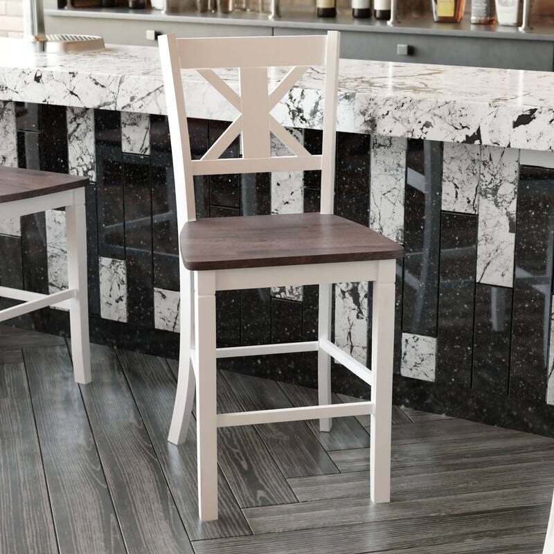 Commercial Grade Wooden Counter Height Stool, Set of 2
