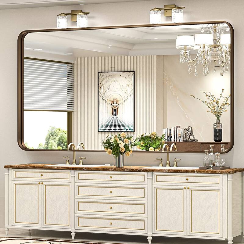 TETOTE Modern Metal Frame Wall Mounted Hanging Bathroom Vanity Mirror