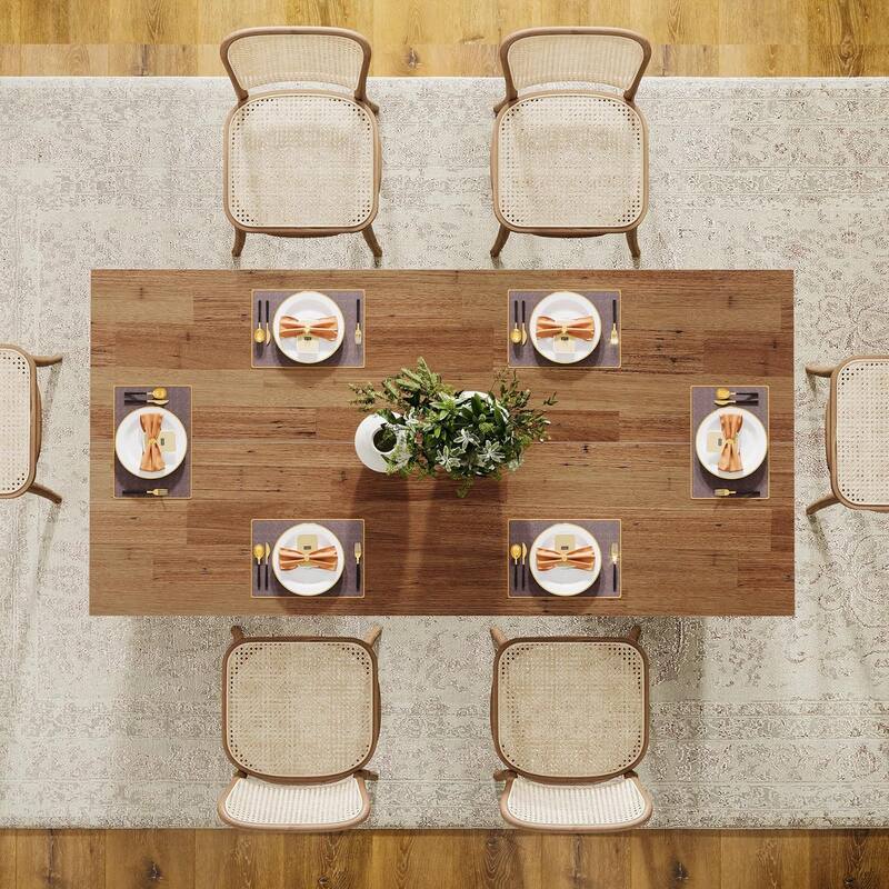 63-inch Rectangle Wooden Dining Table with Large Tabletop and Heavy Duty Legs for 4 to 6 People