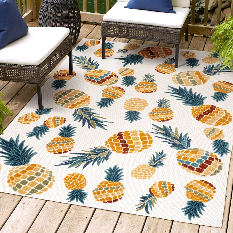 JONATHAN Y Limone Bold Pineapple High-Low Indoor/Outdoor Area Rug